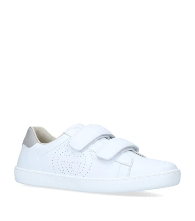 Gucci Kids' New Ace Embroidered Leather Trainers 8-10 Years In White