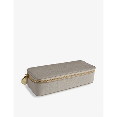 Monica Vinader Zipped Large Leather Trinket Box In Pebble Grey