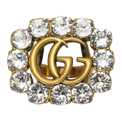 Gucci Womens Gg Marmont Glass-pearl And Gold-tone Large Ring L