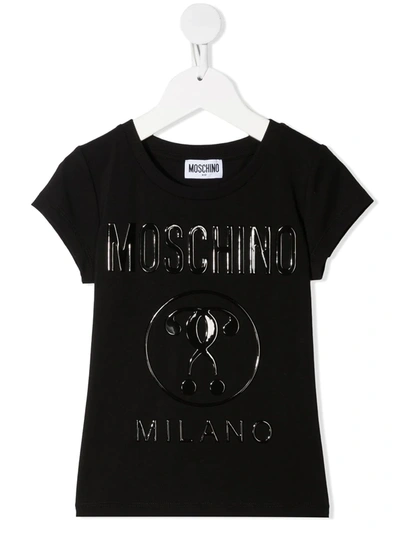 Moschino Kids' Raised-logo T-shirt In Black