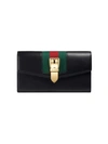 Gucci Sylvie Canvas-trimmed Leather Continental Wallet In Black