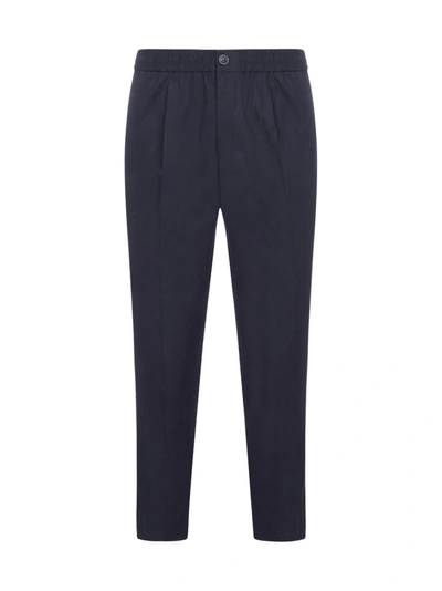 Ami Alexandre Mattiussi Ami Elasticated Waist Cropped Pants In Navy