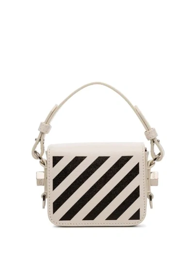 Off-white Baby Flap Diagonal-stripe Shoulder Bag In White