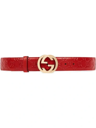 Gucci Gg Logo Belt In Red