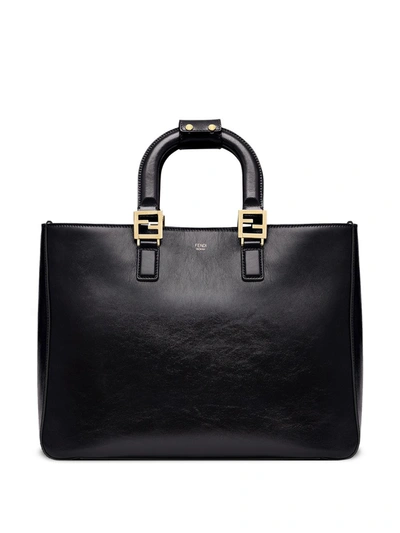 Fendi Ff Small Tote Bag In Noir