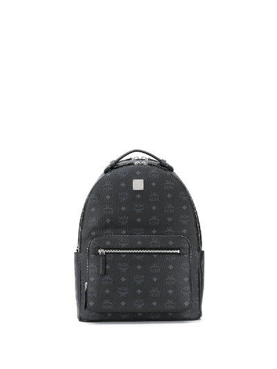 Mcm Zipped Logo-print Backpack In Black