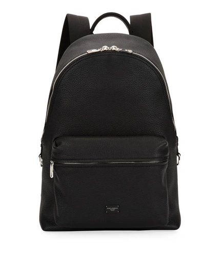 Dolce & Gabbana Men's Solid Leather Backpack In Black
