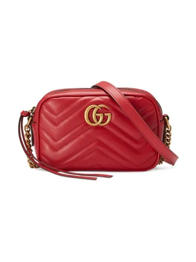 Gucci Gg Marmont Matelassé Mini Bag In Red