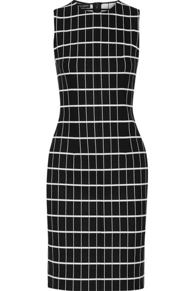 Narciso Rodriguez Windowpane Jacquard Sleeveless Sheath Dress, Black/white