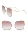 Fendi 60mm Oversized Crystal-trim Square Sunglasses In Pink