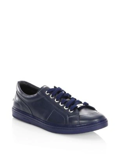 Jimmy Choo Star-studded Leather Low-top Sneakers In Navy