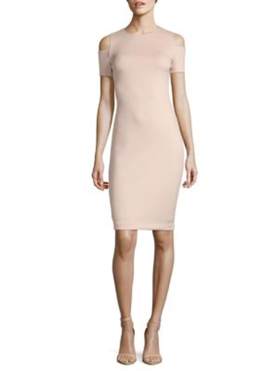 Calvin Klein Cold-shoulder Sheath Dress In Blush