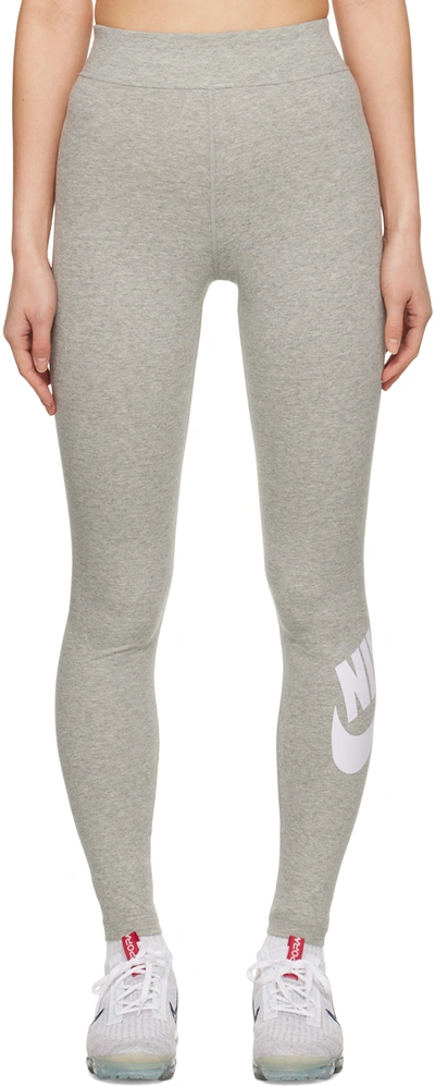 Nike Women's  Sportswear Essential High-waisted Leggings (plus Size) In Dk Grey Heather/whit