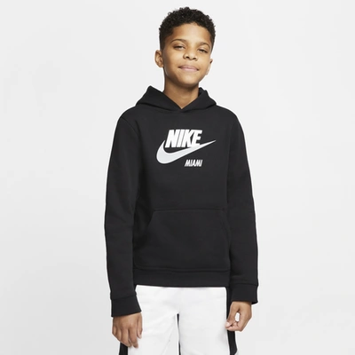 Nike Kids' Boys  Miami Pullover Fleece Hoodie In Black/light Smoke Grey/grey