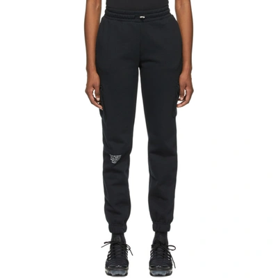 Nike Black Sportswear Swoosh Lounge Pants In Black/white