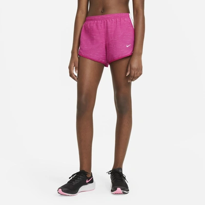 Nike Dri-fit Tempo Big Kids' Running Shorts In Fireberry,white,fireberry,white