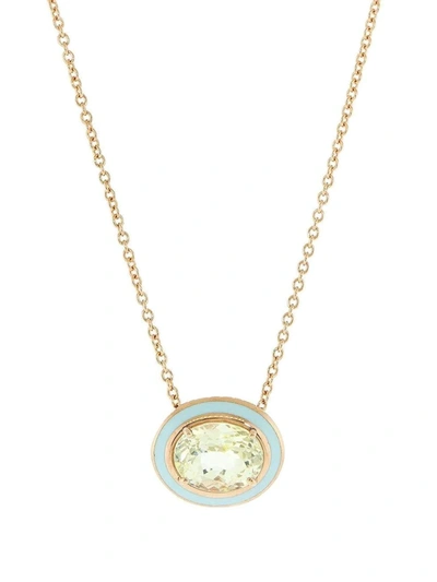Selim Mouzannar 18kt Rose Gold, Yellow Sapphire And Light Blue Enamel Necklace In Pink