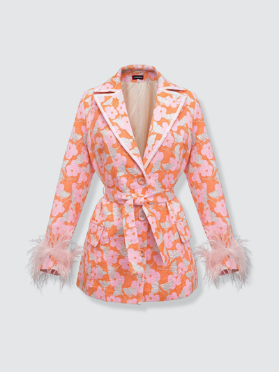 Andreeva Pink Jacqueline Jacket  №21 With Detachable  Feather Cuffs