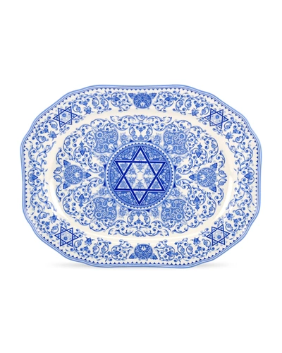 Spode Hanukkah Oval Platter In Blue And White