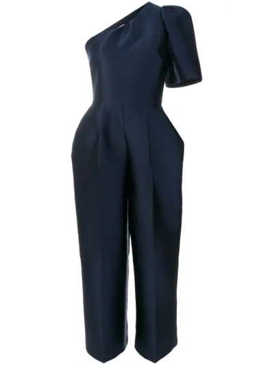 Stella Mccartney One-shoulder Duchesse-satin Jumpsuit In Blue