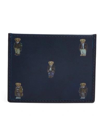 Polo Ralph Lauren Men's Polo Bear Leather Card Case In Navy