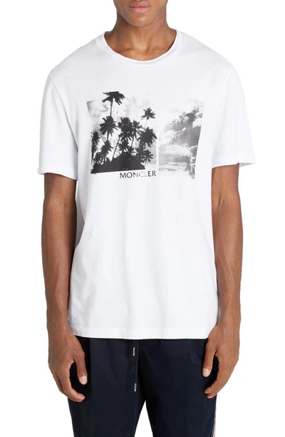 Moncler Palm Tree Print Graphic Tee In White
