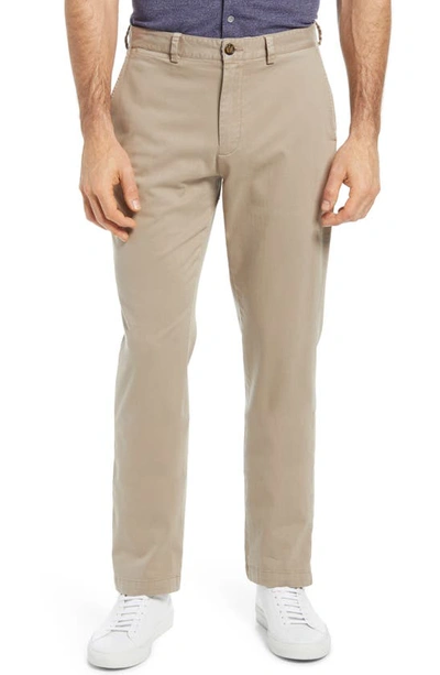 Johnston & Murphy Flat Front Chinos In Taupe