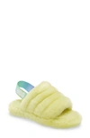 Ugg Girl's Fluff Yeah Quilted Shearling Slingback Slippers, Kids In Pollen Yellow/pollen Yellow