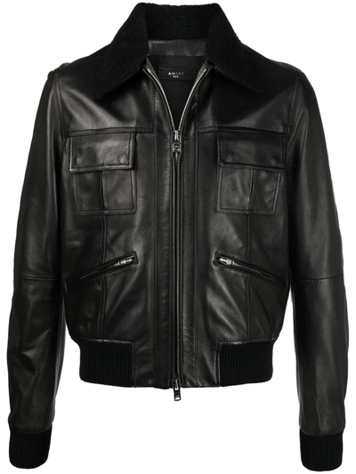 Amiri Classic-collar Leather Jacket In Black