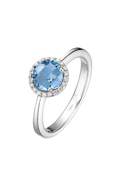 Lafonn Birthstone Halo Ring In December Blue Topaz / Silver