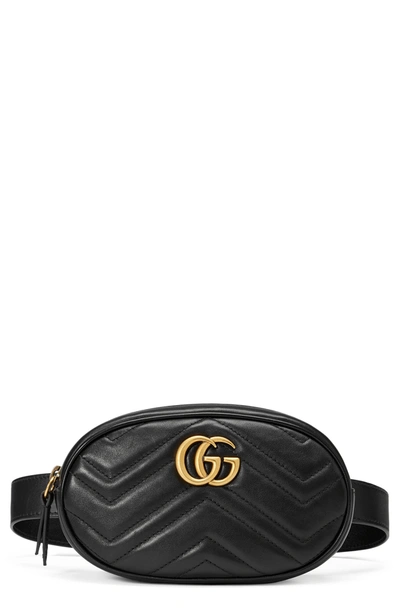 Gucci Gg Matelasse Leather Belt Bag In Nero