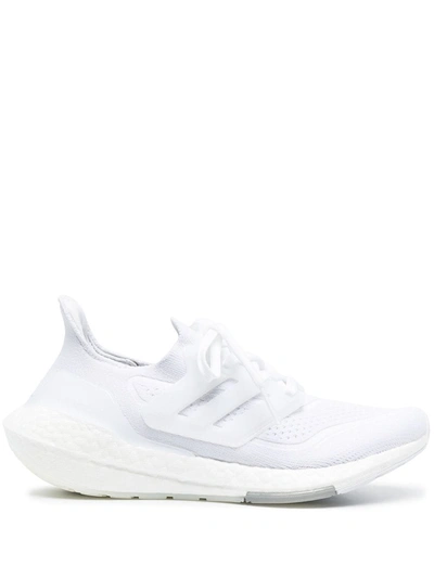 Adidas Originals Ultraboost 21 Primeblue Sneakers In White/white/grey