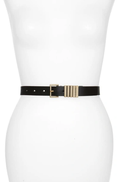 Allsaints Logo Keeper Leather Belt In Black