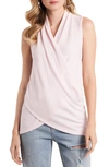 1.state Wrap Front Sleeveless Top In Pink Cloud Heather