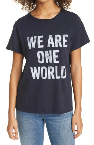Cinq À Sept We Are One World Graphic Tee In Navy/ White