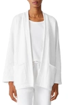 Eileen Fisher Organic Cotton French Terry High-collar Jacket In White