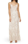 Jump Apparel Glitter Gown In Ivory/ Gold