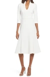 Black Halo Kensington Fit & Flare Midi Dress In Porcelain