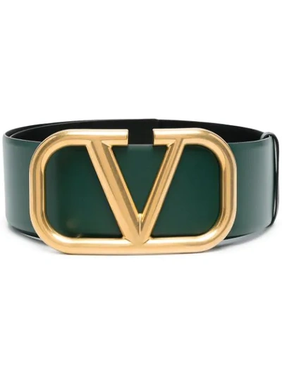 Valentino Garavani Vlogo Signature Leather Belt In Green