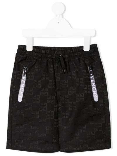 Givenchy Teen Monogram-print Deck Shorts In Black