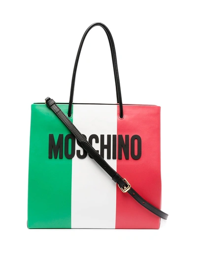 Moschino Italian Logo-lettering Shopper Tote In Green
