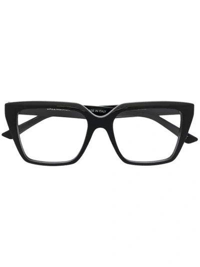 Balenciaga Square-frame Logo-detail Glasses In Black