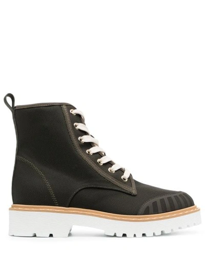 Hogan Combat Lace-up Boots In Green