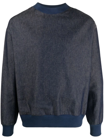 Alchemy Ribbed-edge Denim Sweatshirt In Blue