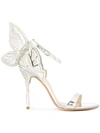 Sophia Webster 'chiara' Butterfly Embroidered Mirror Leather Sandals In Silver