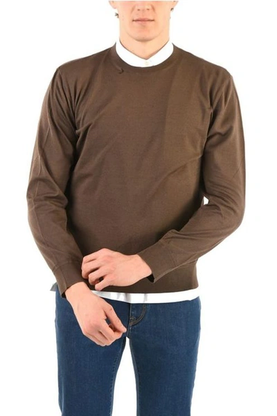 Ermenegildo Zegna Men's Brown Cotton Sweater