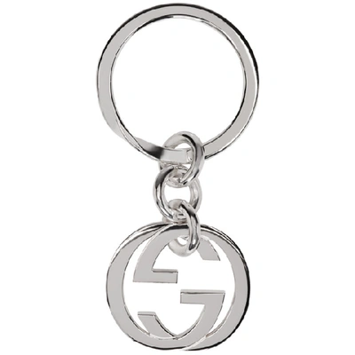 Gucci Silver Monogram Keychain In 8106 Silver