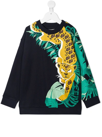 Fendi Teen Leopard-print Sweatshirt In Blue