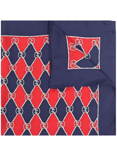 Pre-owned Gucci Gg Diamond-pattern Scarf In Red