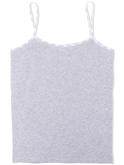 La Perla Kids' Logo Cotton Blend Jersey Tank Top In Grey